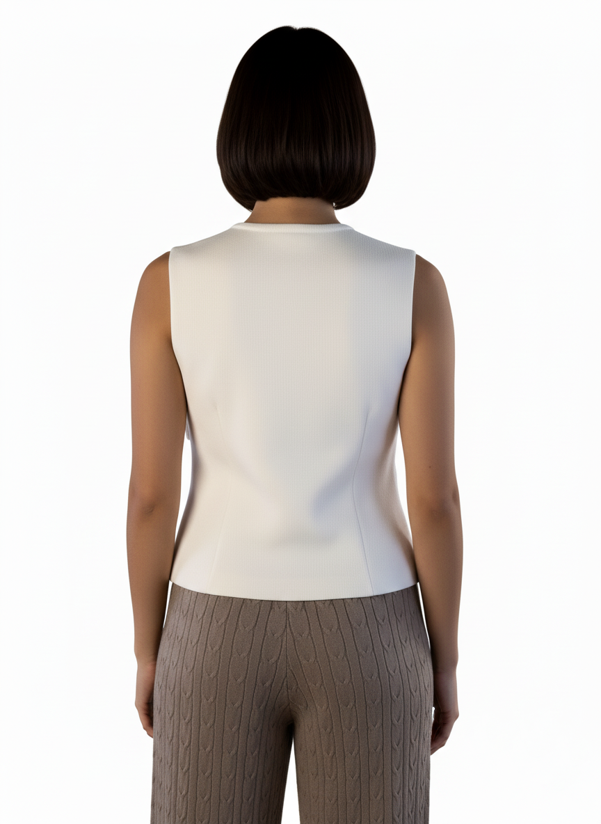 Chaleco beige acanalado abotonado