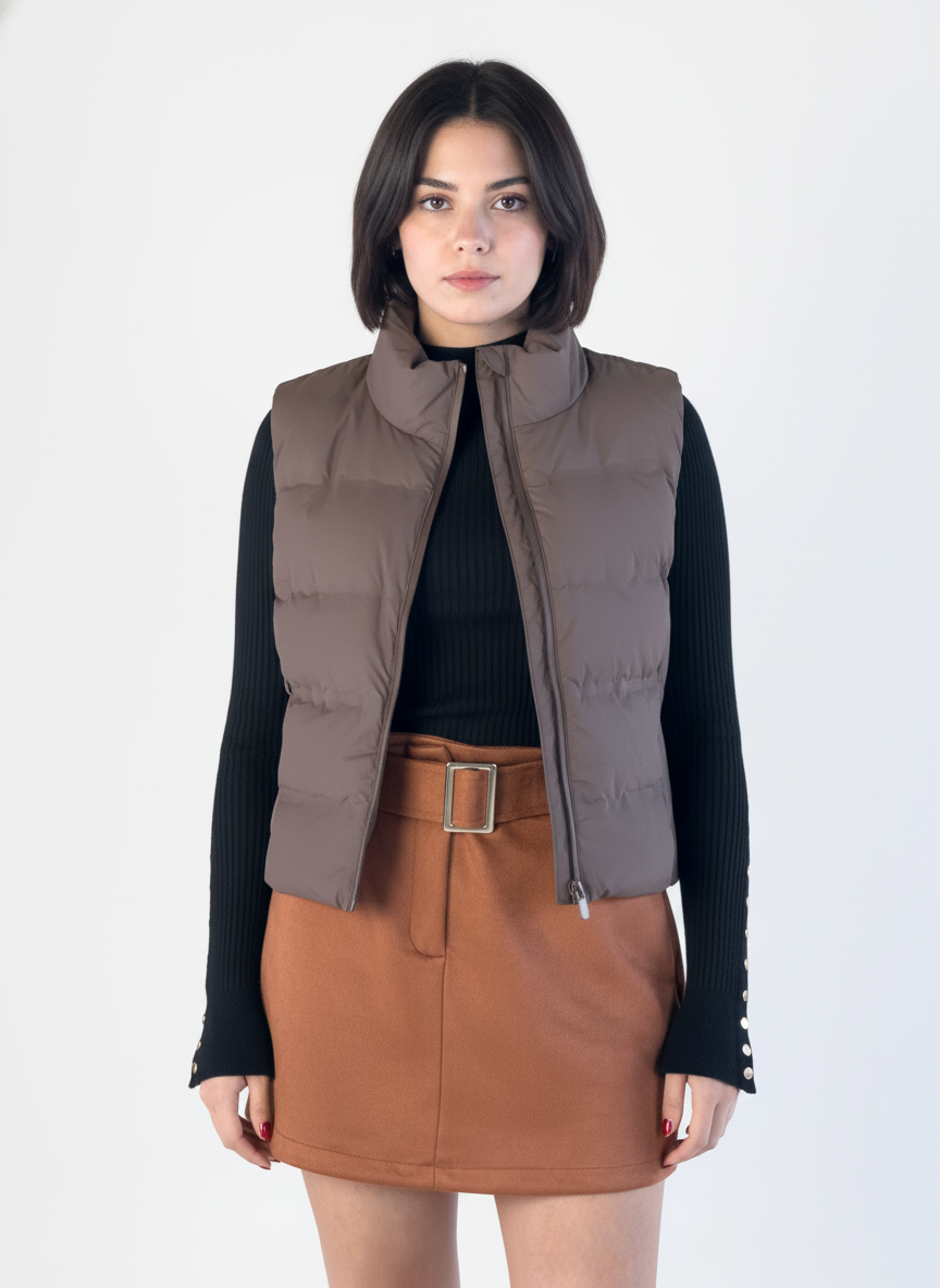 Chaleco capitoneado cafe