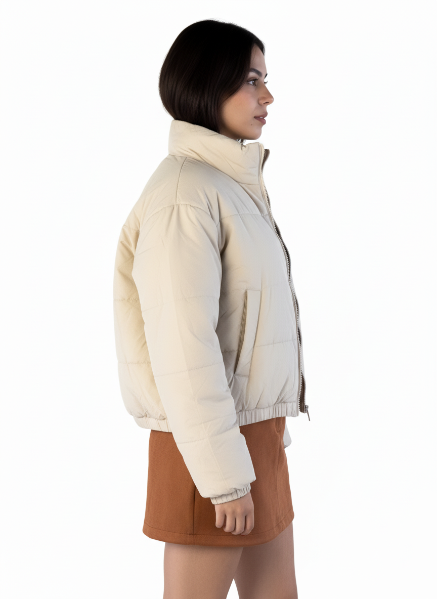 Chamarra beige de doble vista (lisa y animal print)