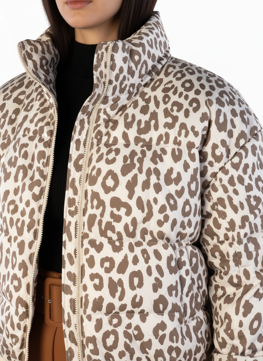 Chamarra beige de doble vista (lisa y animal print)