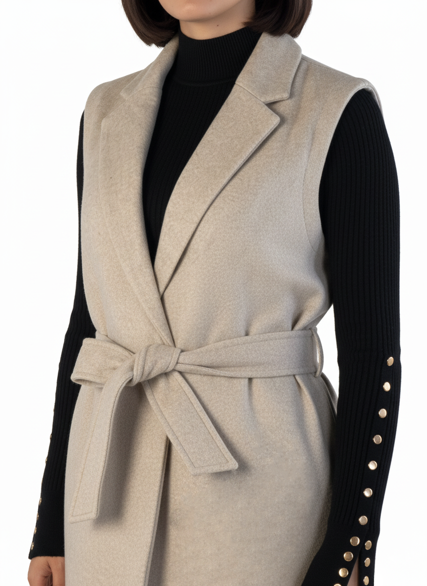 Chaleco beige con cinturón calientito