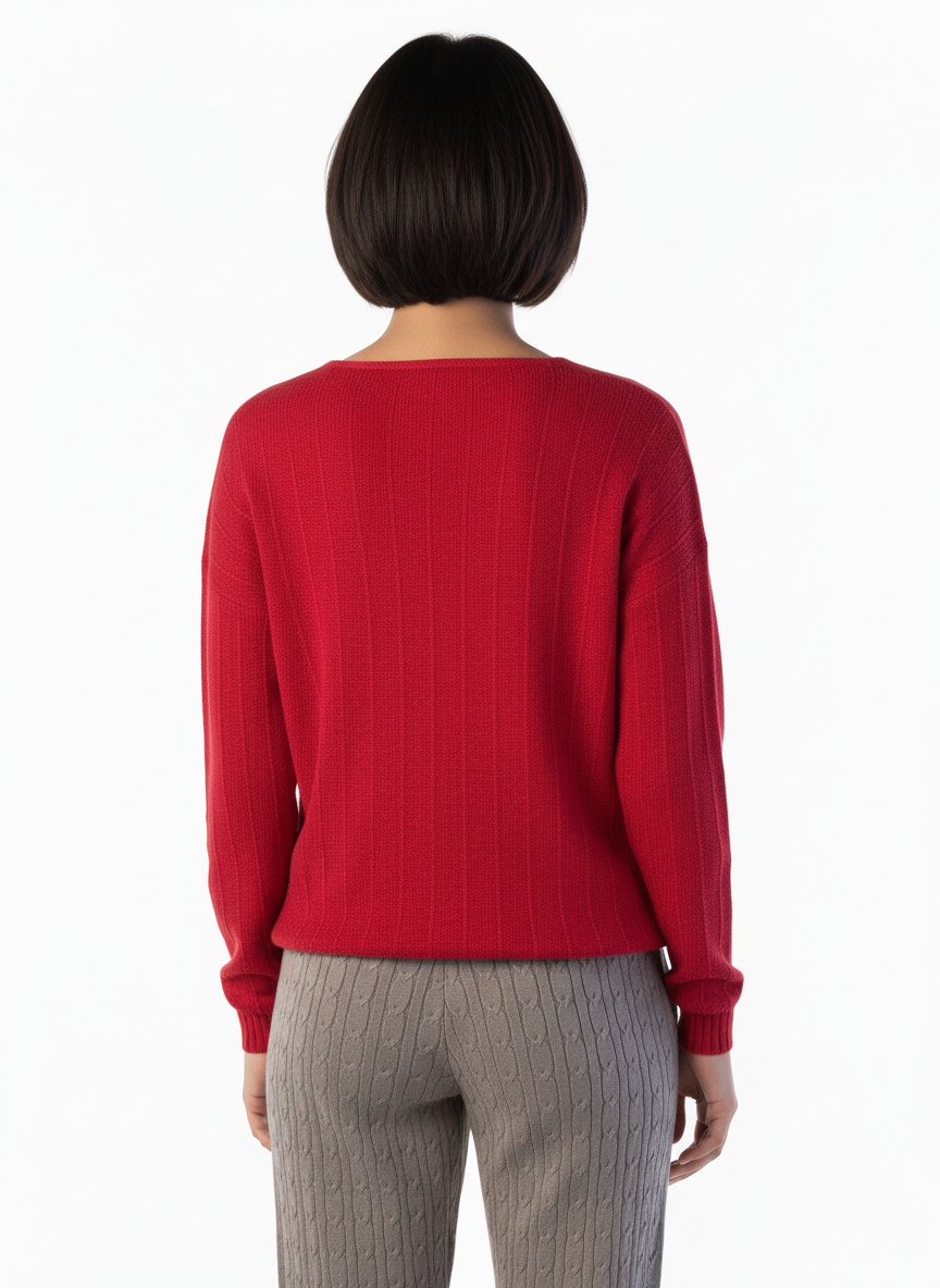 Suéter rojo cuello en V