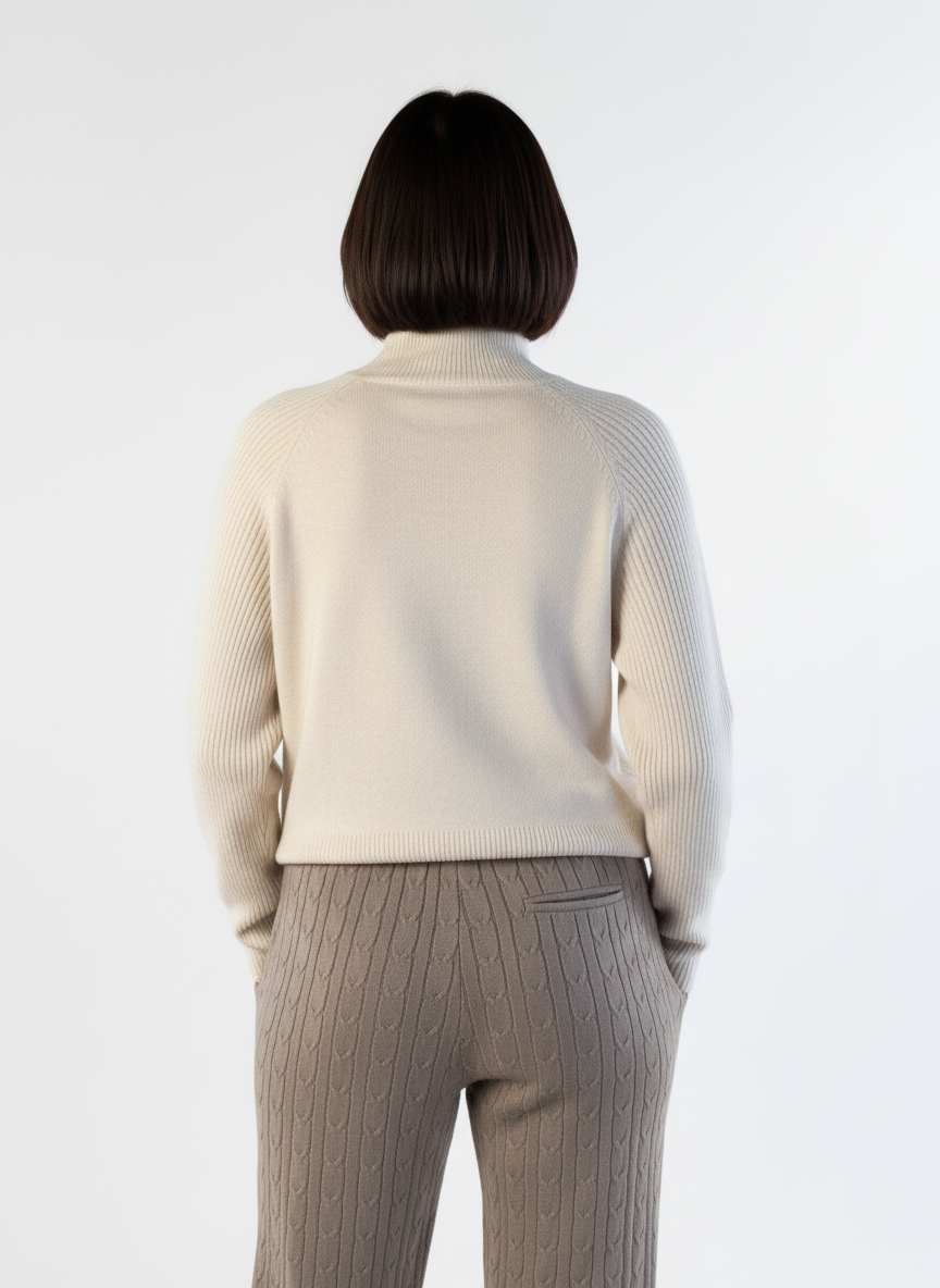 Suéter beige acanalado