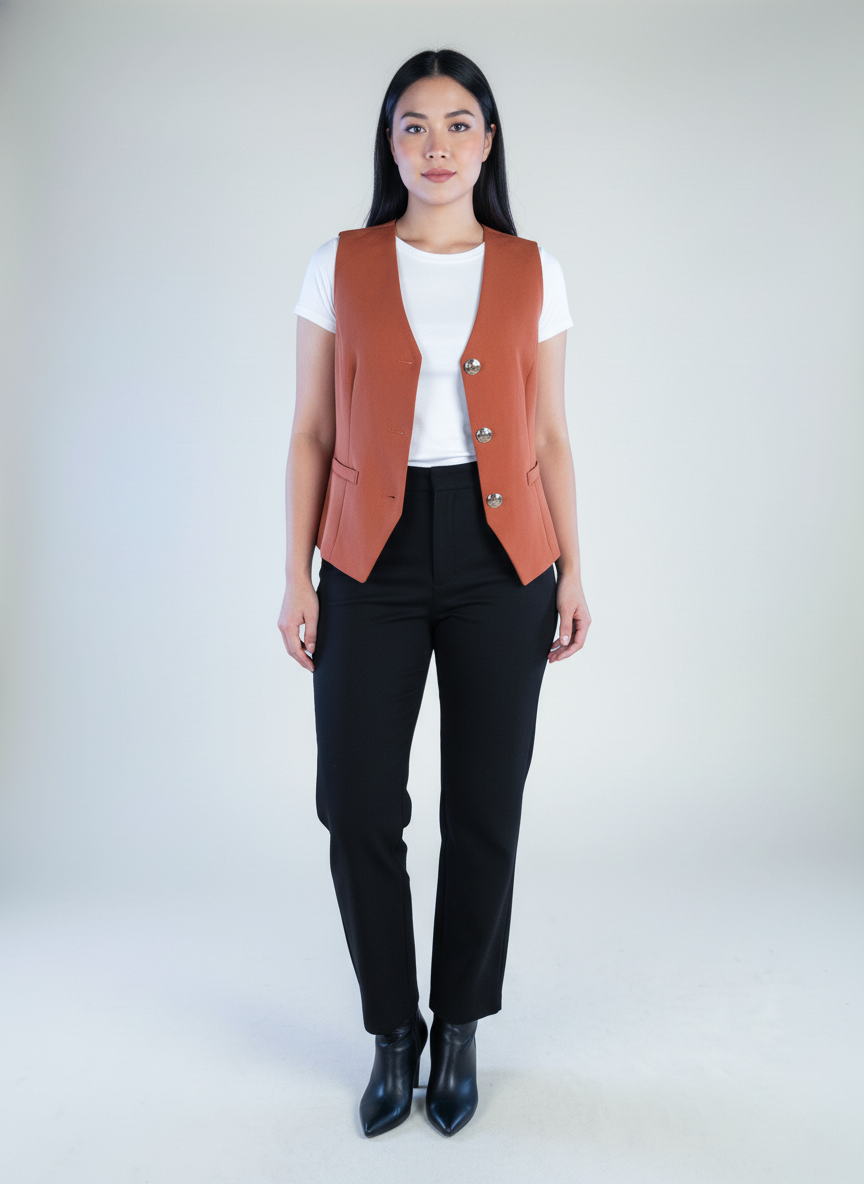 Chaleco naranja de vestir abotonado