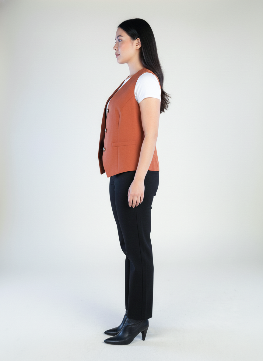 Chaleco naranja de vestir abotonado