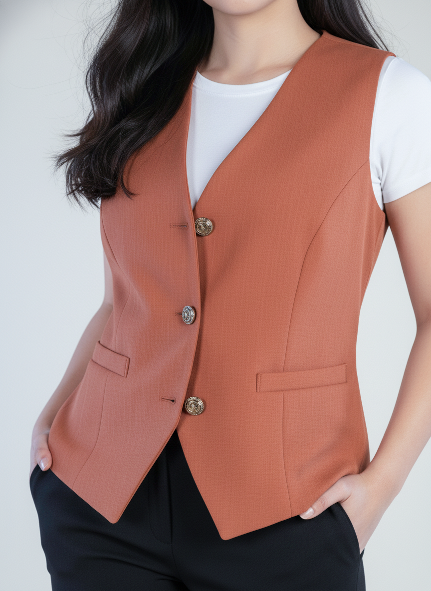 Chaleco naranja de vestir abotonado