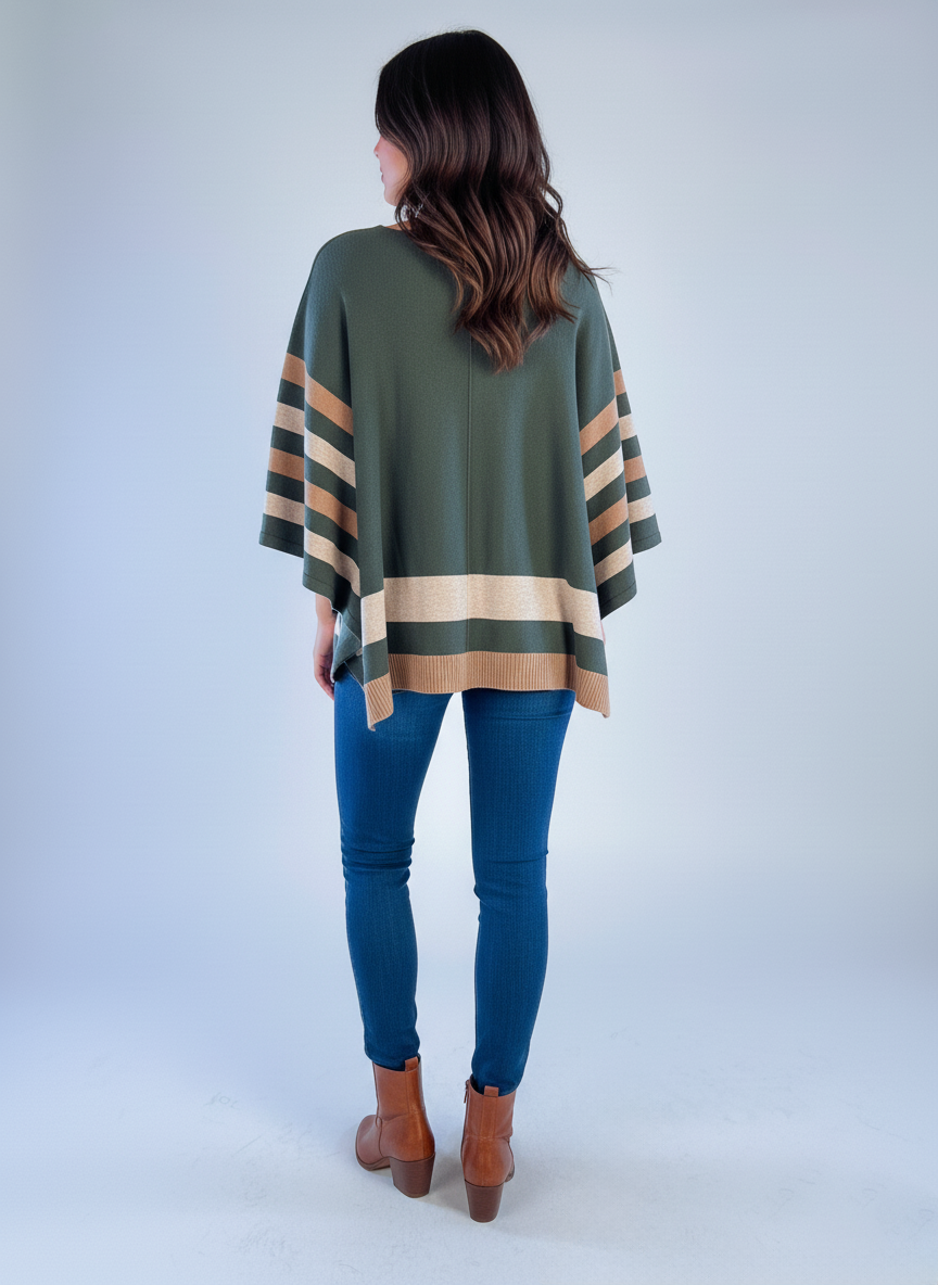 Capa verde con mangas de líneas de colores