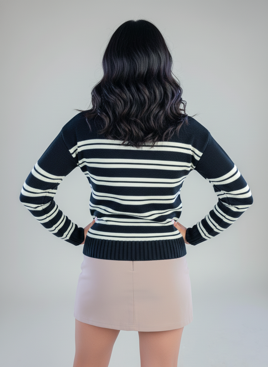 Suéter negro con rayas horizontales