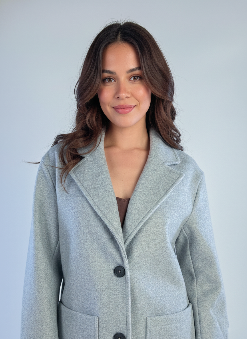 Saco afelpado con cierre a dos botones y bolsas al frente