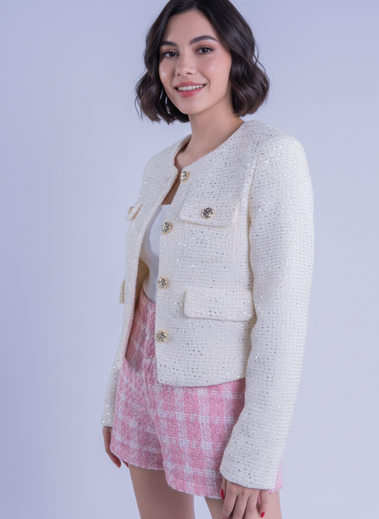 Saco brilloso abotonado