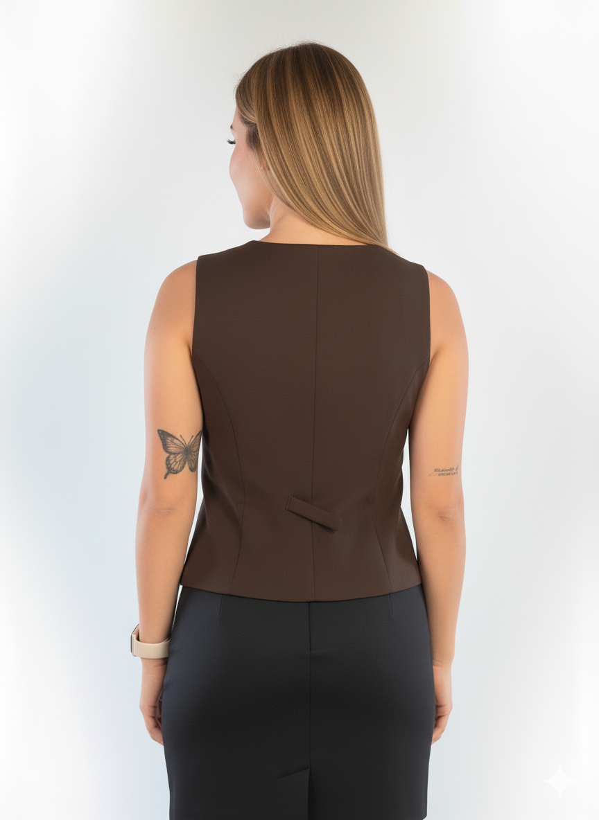 Chaleco cafe abotonado