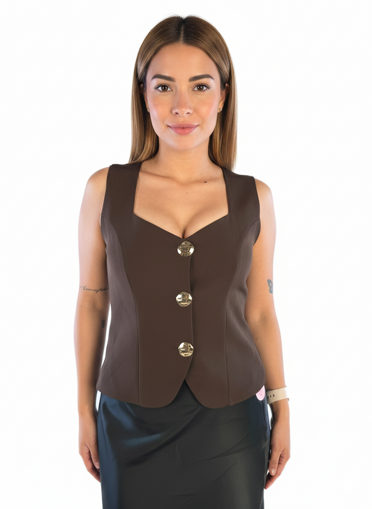 Chaleco cafe abotonado