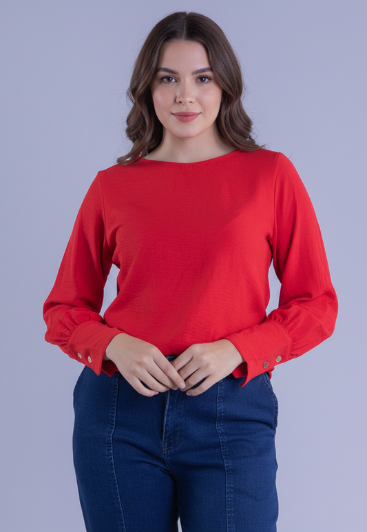 Blusa manga larga puño estilo globo