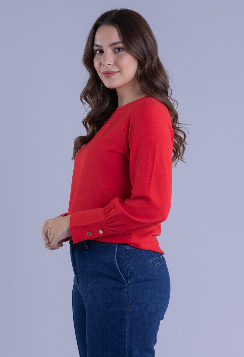 Blusa manga larga puño estilo globo