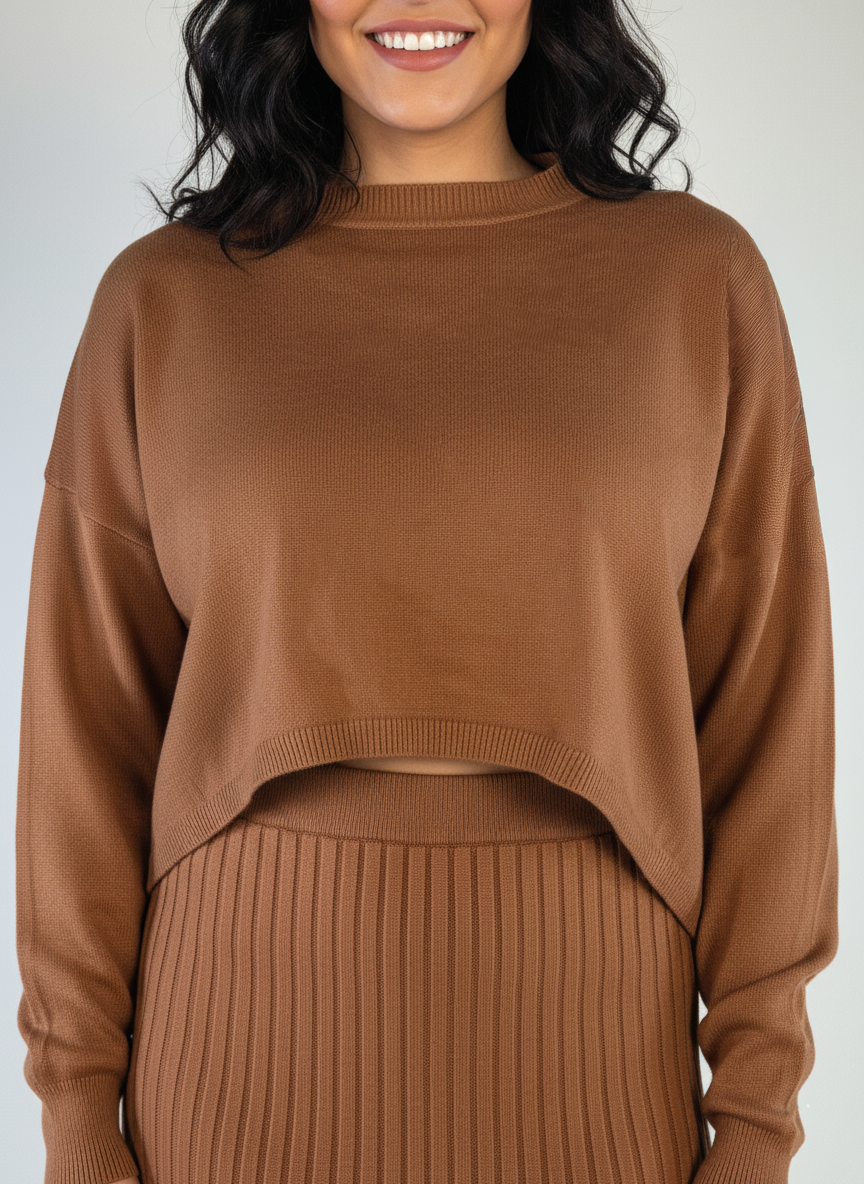 Conjunto cafe de suéter y vestido