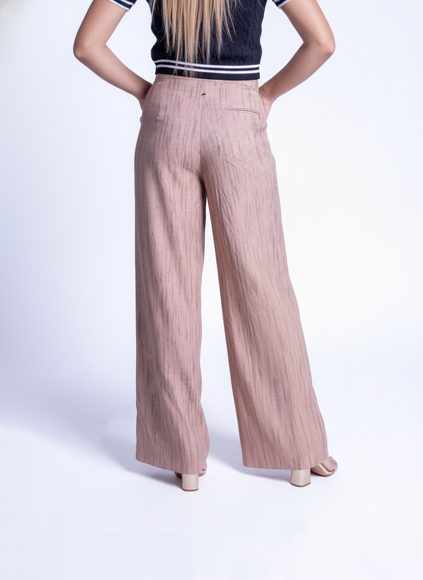 Pantalón beteado beige con cafe amplio