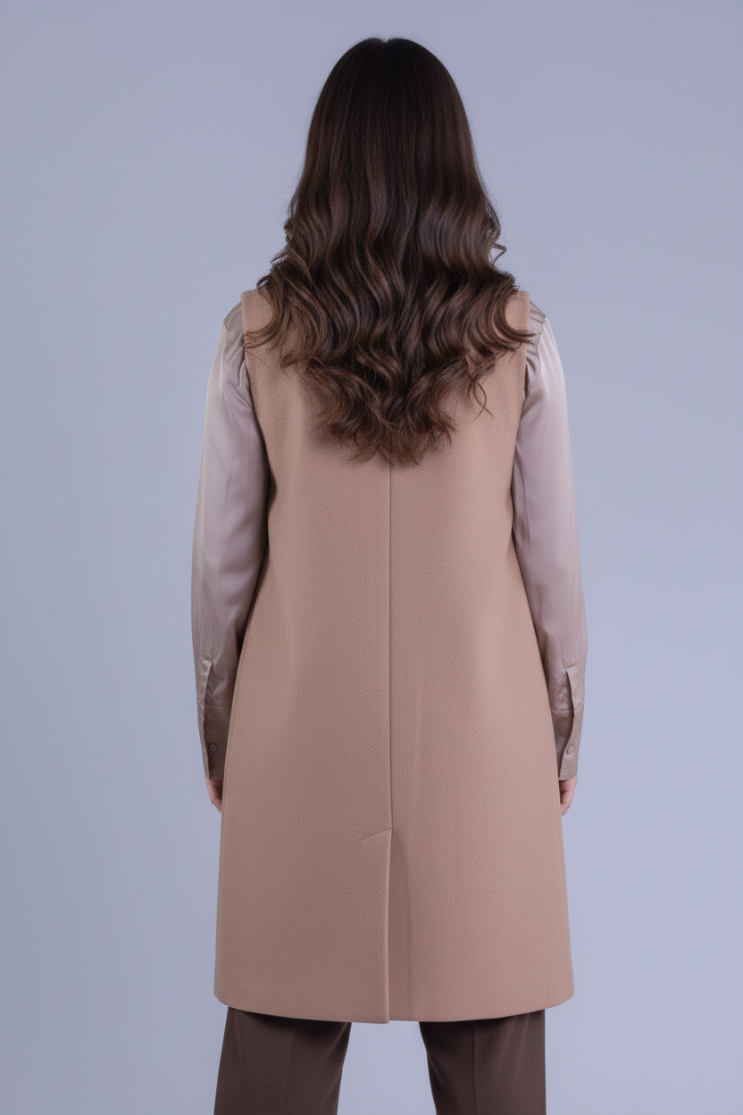 Chaleco beige abierto de invierno