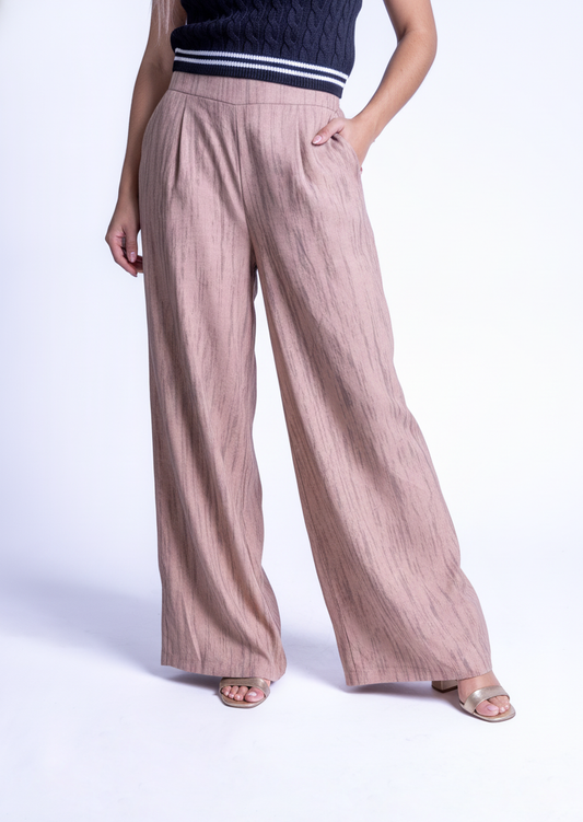 Pantalón beteado beige con cafe amplio