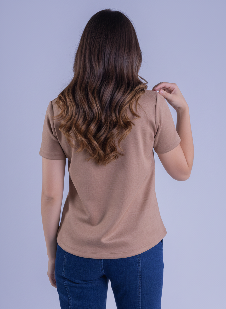 Blusa manga corta de gamuza con estoperoles