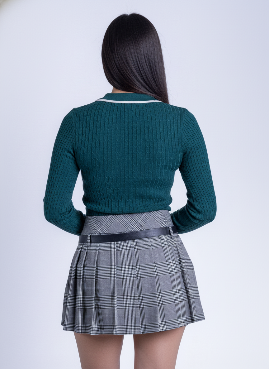 Blusa verde tipo sport con ziper