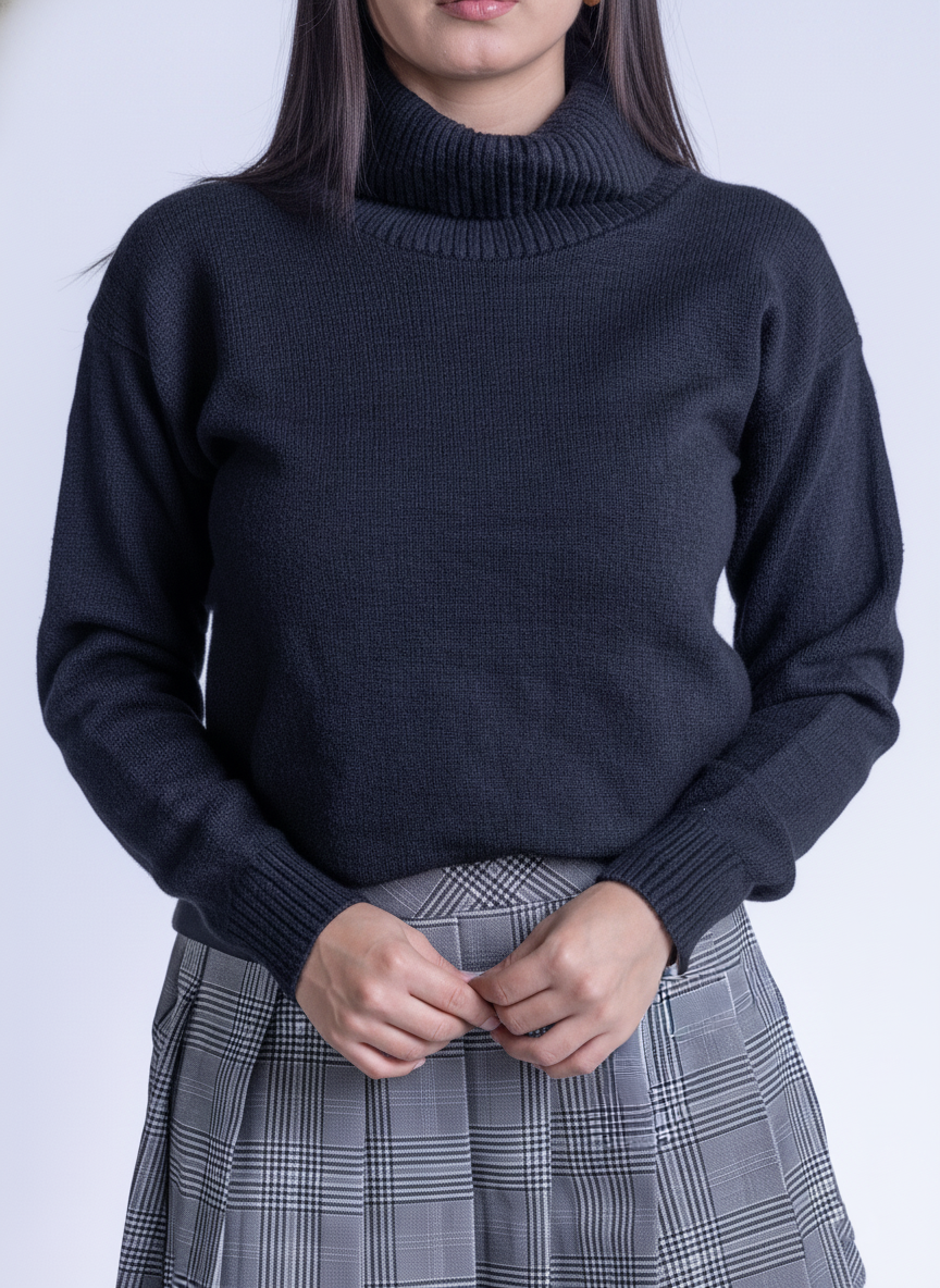 Suéter negro cuello alto acanalado