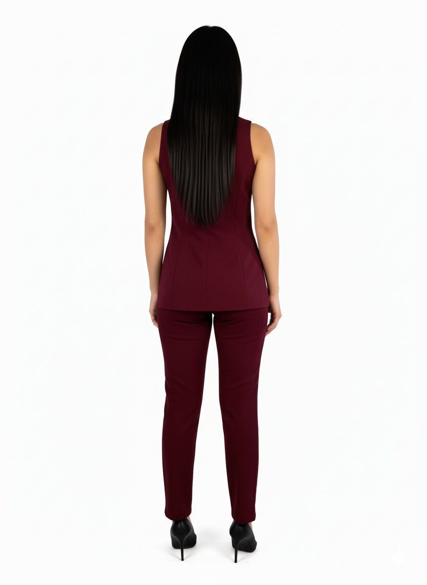 Conjunto guinda de dos piezas: Chaleco y Pantalón de vestir