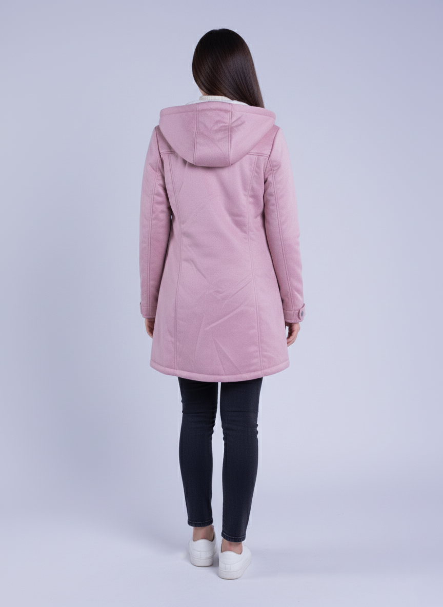 Chamarra de terciopelo larga rosa