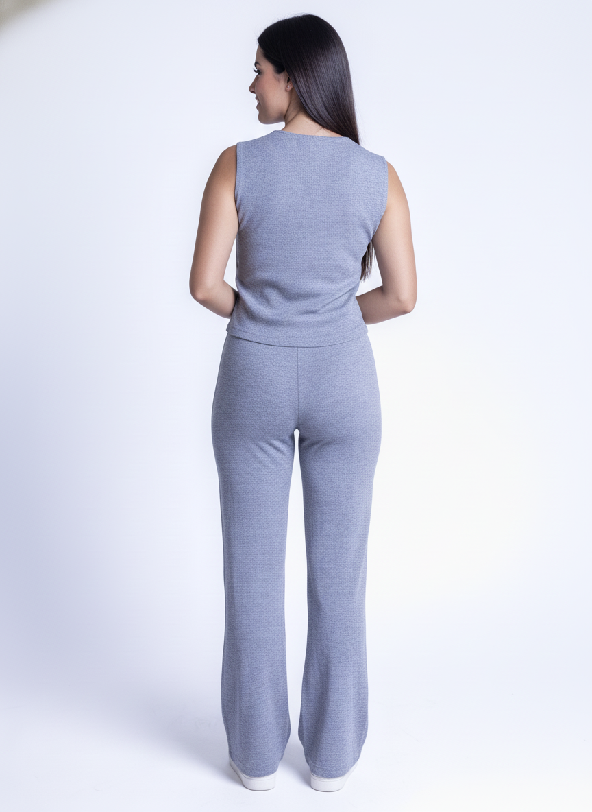 Conjunto gris de dos piezas de chaleco y pantalon