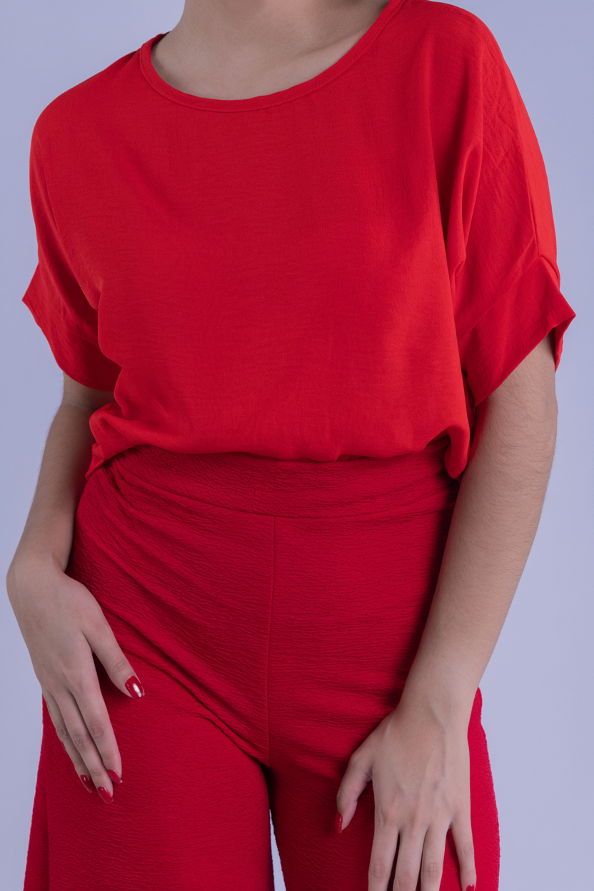 Blusa roja cuello redondo
