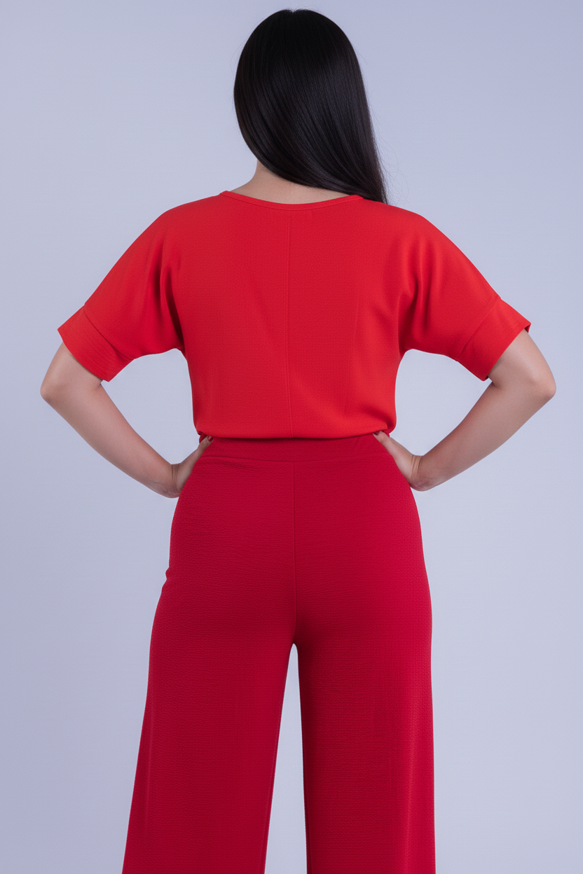 Blusa roja cuello redondo