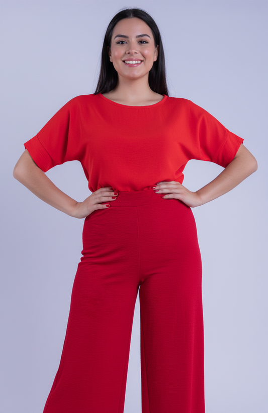 Blusa roja cuello redondo