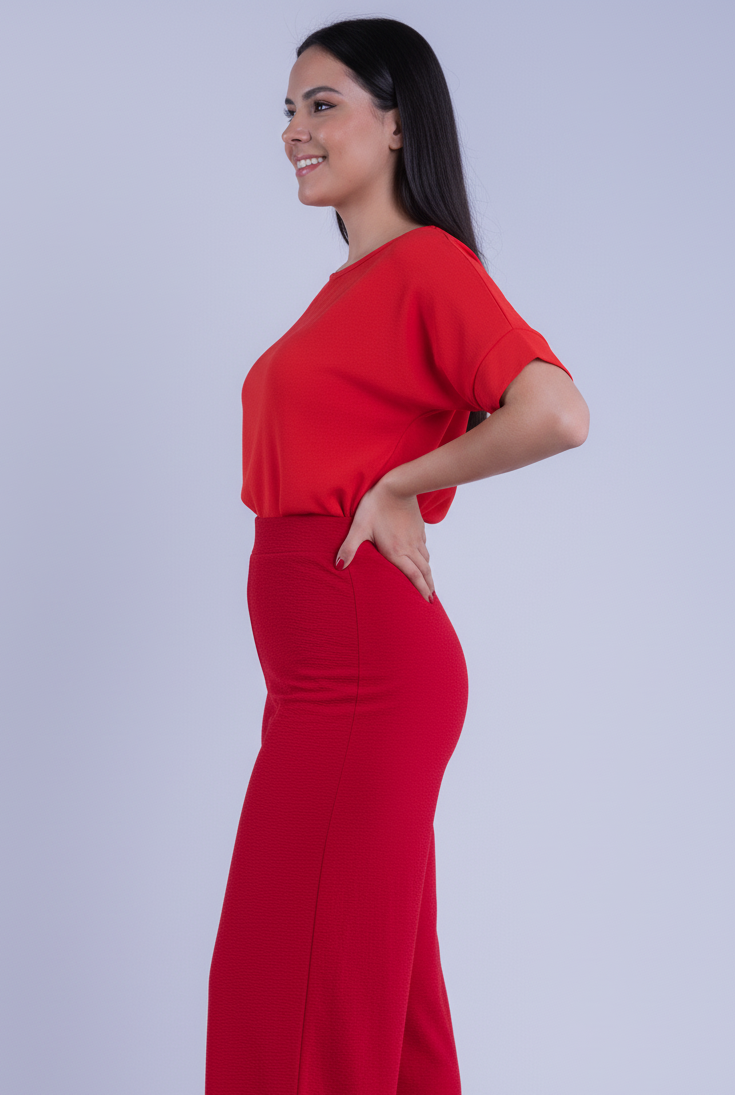 Blusa roja cuello redondo