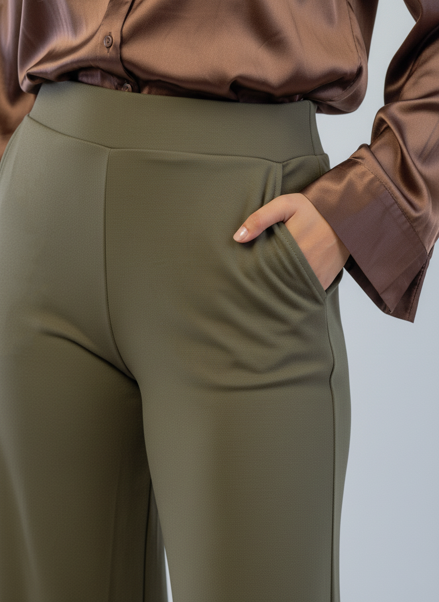 Pantalón verde acampanado