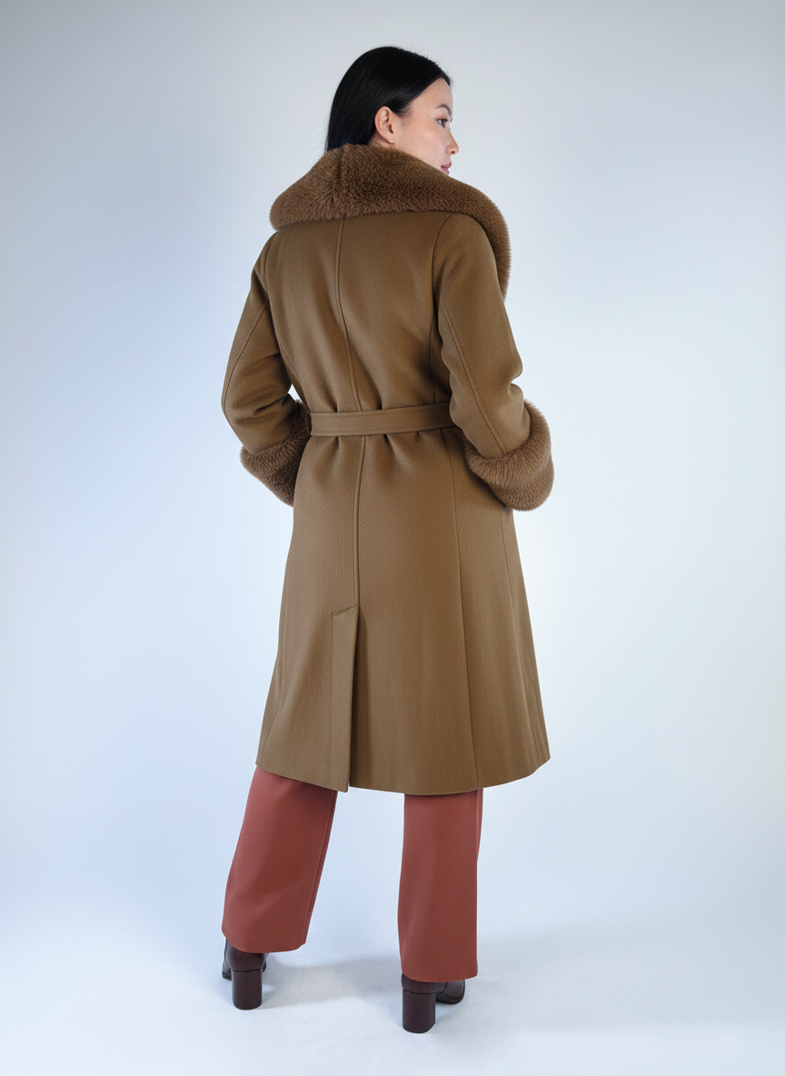 Saco cafe tipo gabardina con cinturón ajustable