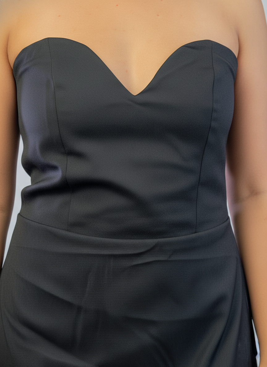 Vestido negro strapple con mesh