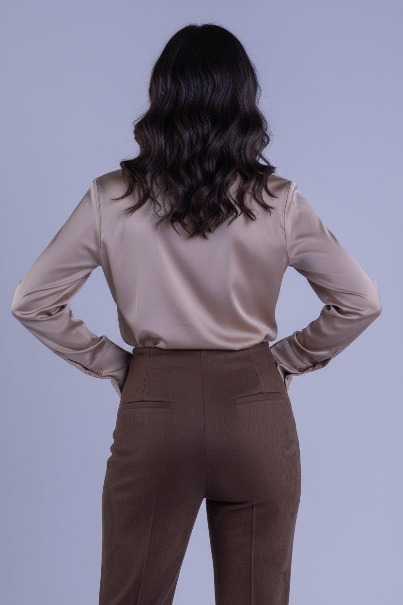 Blusa satinada manga larga