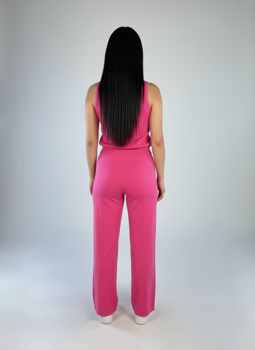 Conjunto rosa de 3 piezas: Blusa, cardigan y pantalon