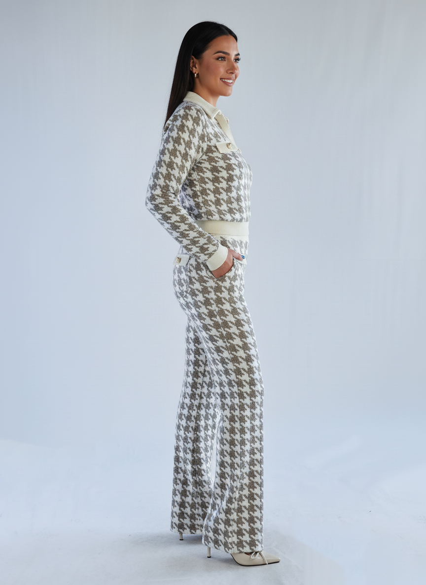 Conjunto de dos pizas de blusa y pantalon a cuadros