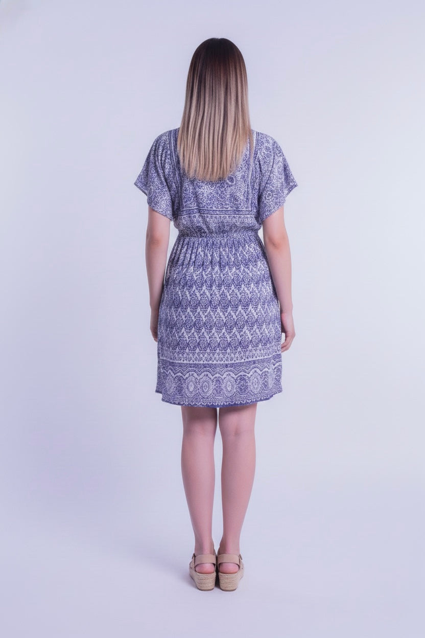 Vestido blanco mini con estampado barroco