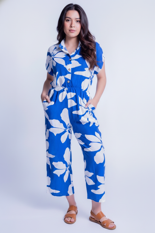 Jumper azul con estampado blanco