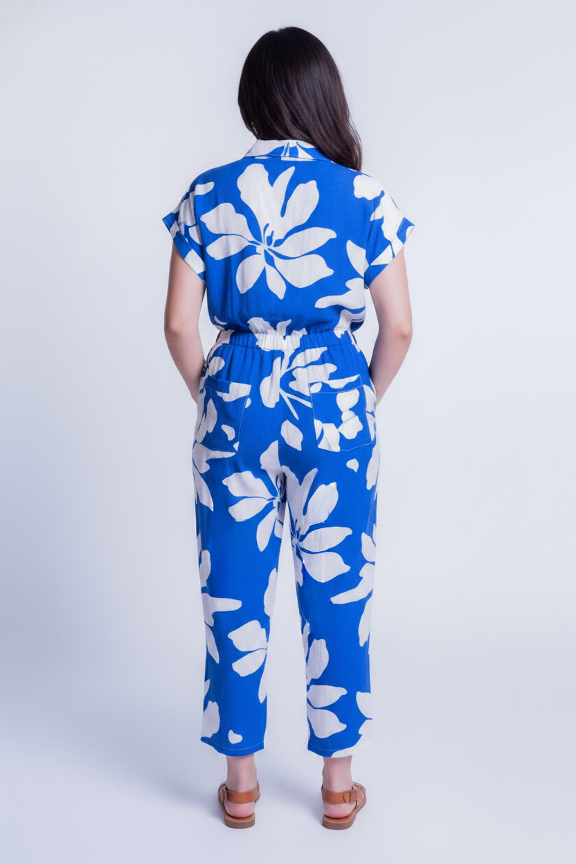 Jumper azul con estampado blanco