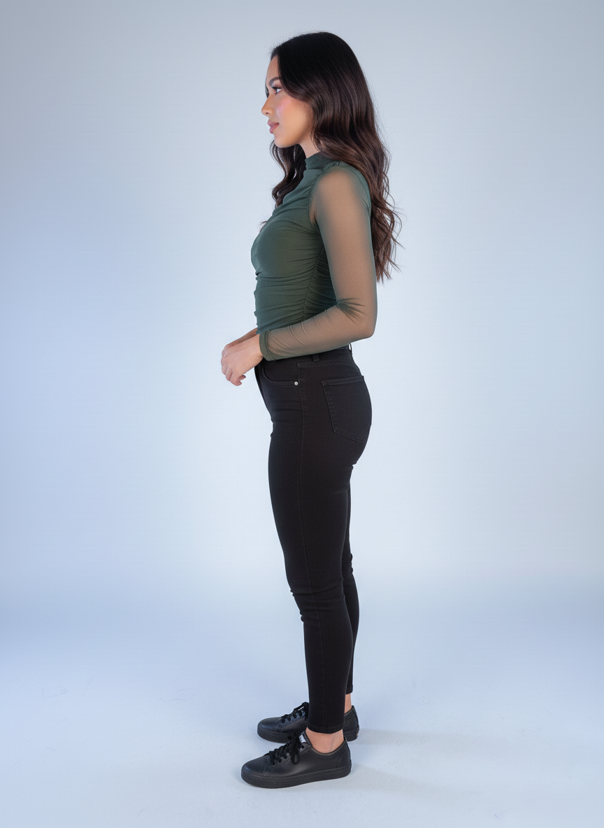 Blusa mesh verde soldado