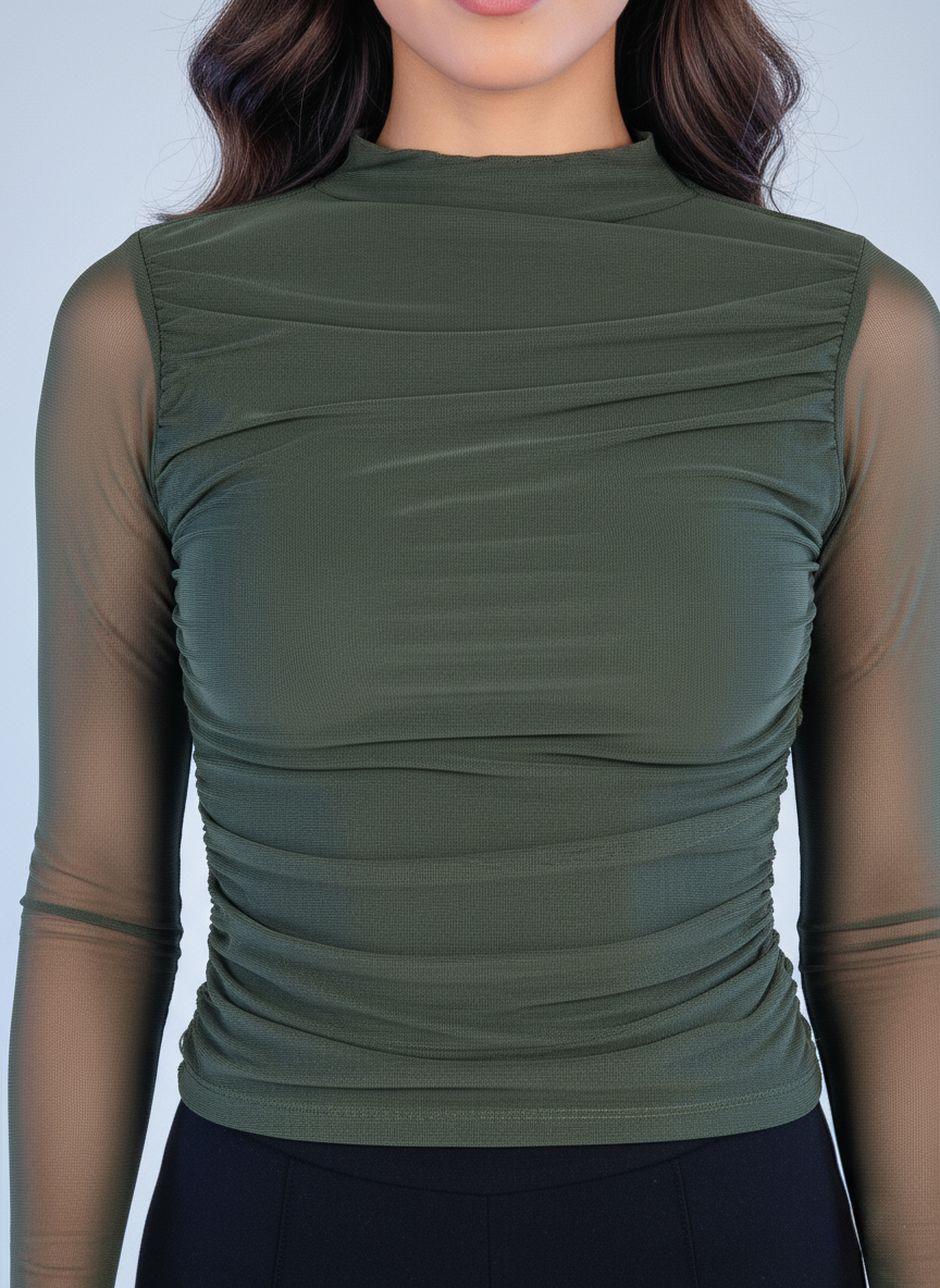 Blusa mesh verde soldado