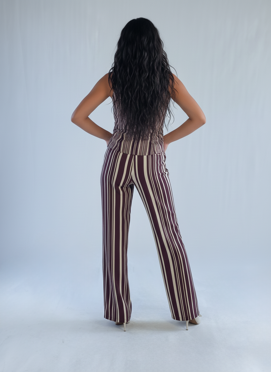 Conjunto rayado de vestir de chaleco y pantalón