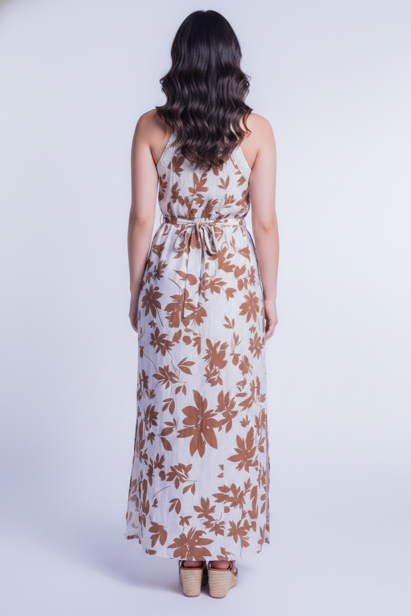 Vestido blanco con estampado cierre en cuello