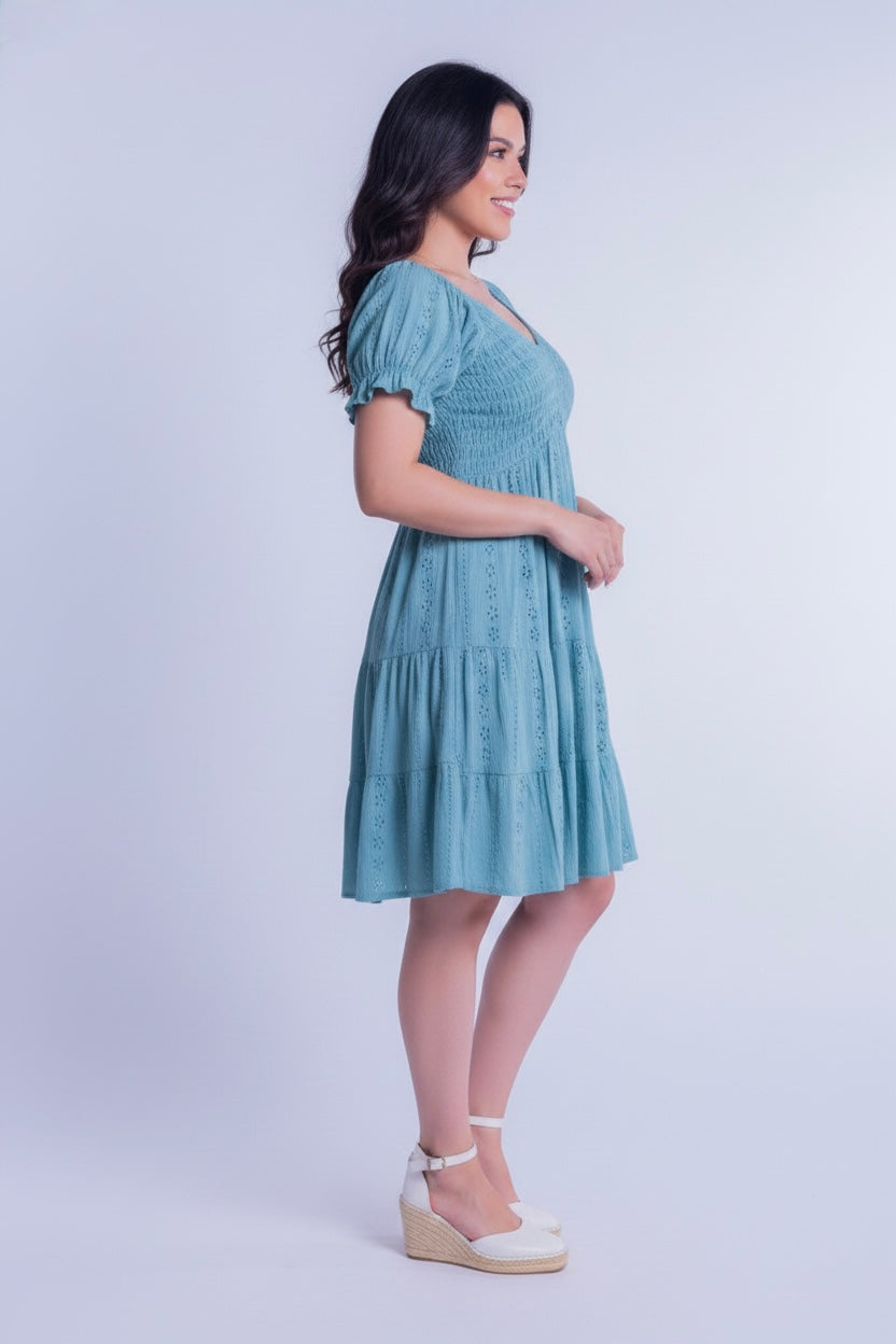 Vestido acqua con elástico en pecho