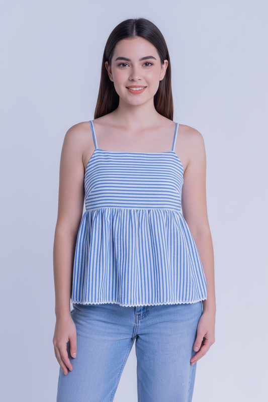 Blusa de tirantes con estampado a rayas