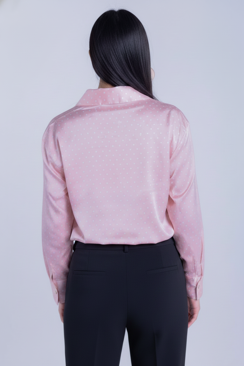 Blusa rosa brillosa abotonada