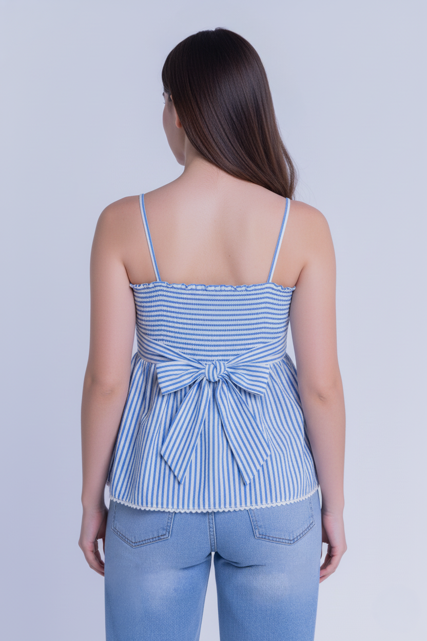 Blusa de tirantes con estampado a rayas