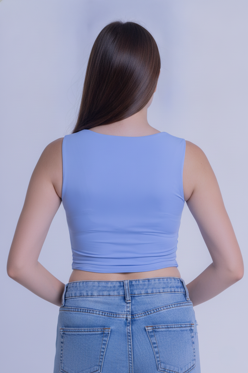 Crop top azul de tirantes